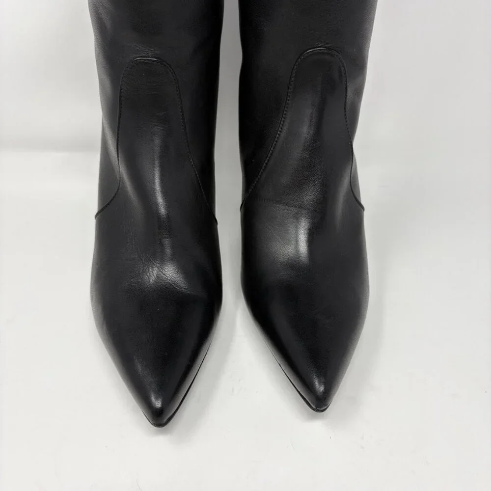 Stuart Weitzman Sohot Pointed Toe Tall Leather Boots Black Size 11.5 - Picture 4 of 16